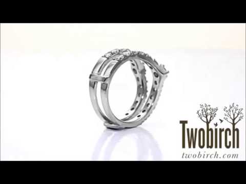 0.74 Ct Graduated Shared Prong Contour Ring Guard - TwoBirch TB-GUARD-0054-WG-J