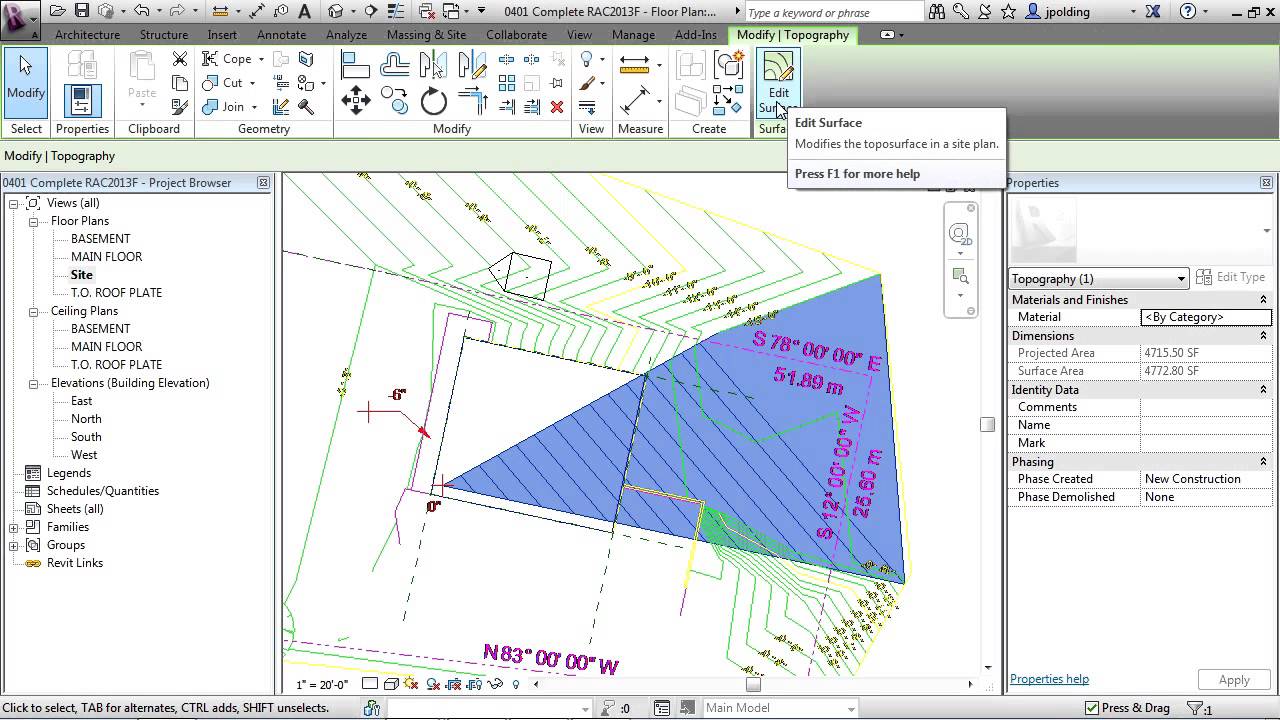 Revit Architecture 2013 Tutorial | Create Toposurface