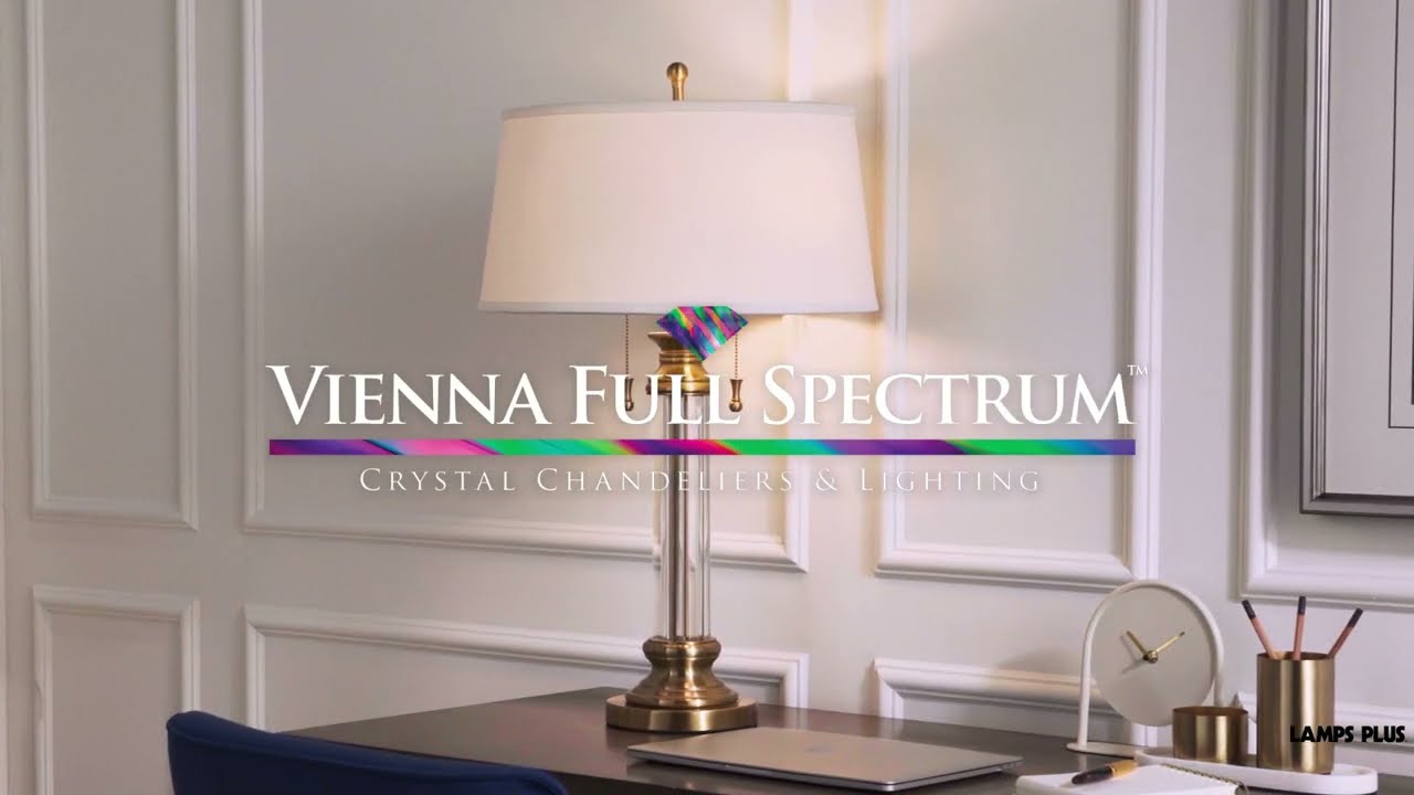 Video 1 Watch A Video About the Vienna Full Spectrum Rolland Brass and Glass Column Table Lamp