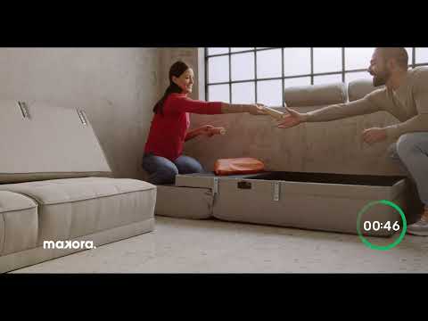 thumbnail video image 2 of Sala Modular Sofá Cama De Lino Rojo Modelo Nadine, 2 of 9