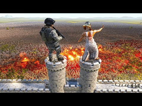 Can WW2 American & modern soldiers army defend the ancient castle ?? UEBS 2