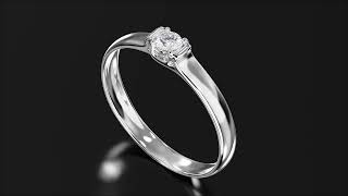 Кольцо в белом золоте с бриллиантом. Артикул 740333В  размер 15.5 - Фото 2