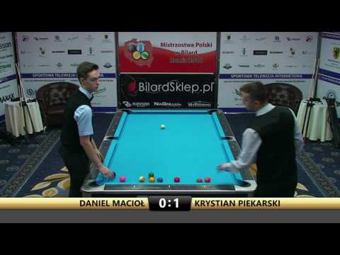 Mistrzostwa Polski w Bilard - Rumia 2016 Daniel Macioł vs Krystian Piekarski 9 bil