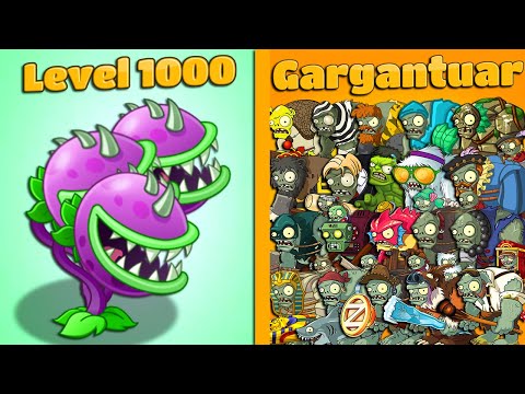 CHOMPER Plant LEVEL 1000 vs All GARGANTUAR - Plants vs Zombies 2 Mod