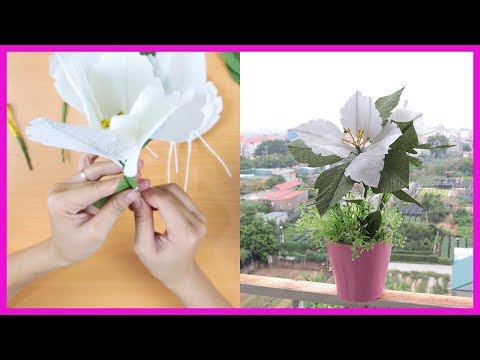 How To Make Poinsettia Paper Flower From Crepe Paper | DIY Flower Paper