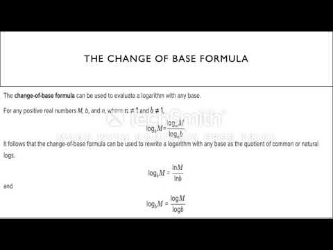 Week 2 Day 3 The Change of Base Formula with Examples