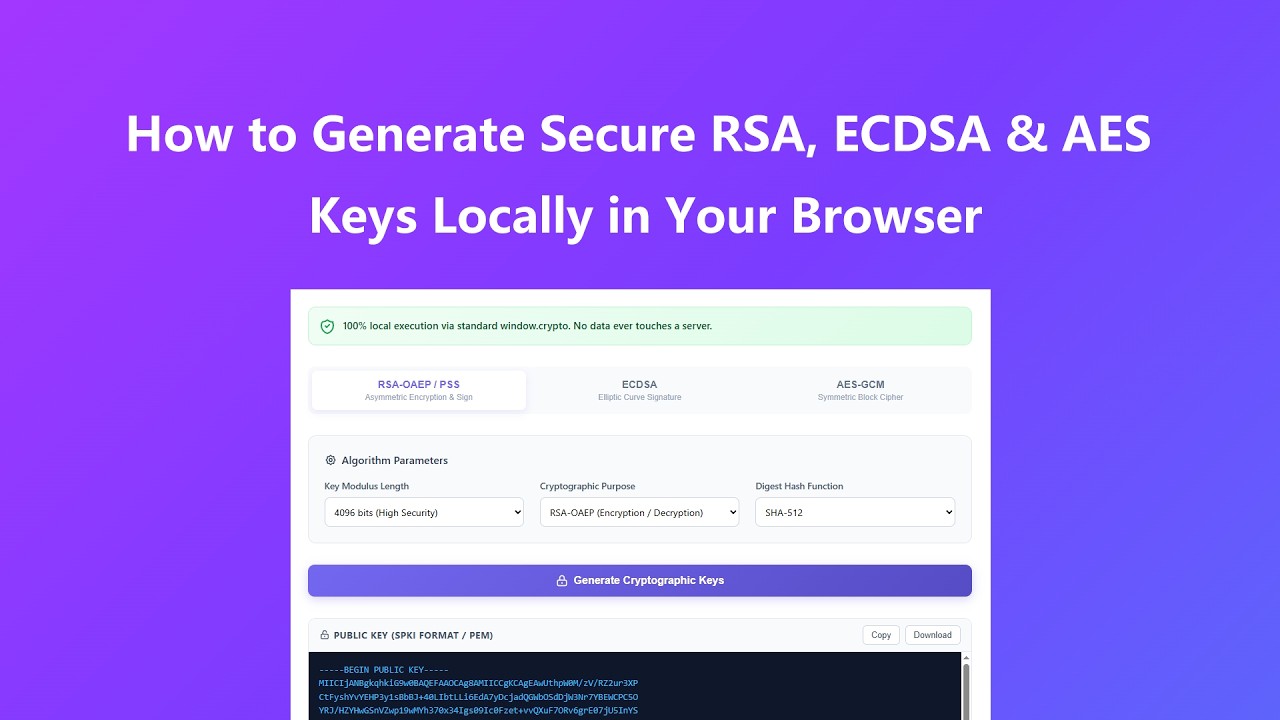 How to use Web Crypto Key and Pair Generator - Video Tutorial