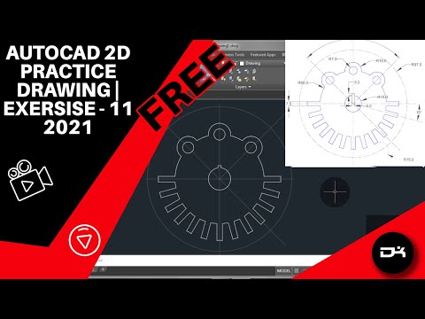 AutoCAD 2D Practice Drawing | Exercise 11- Beginner to Advance Tutorial | Free Practice drawing 2021