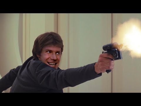 Han Solo tries to shoot Darth Vader...