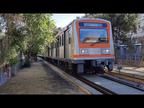 (4K) Alstom - Siemens EMUs on Athens Metro line 1 (part 2)