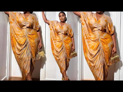 How to Cut and Sew a Simple Bubu/ Kaftan Dress with Tight Waist and a Centre Front Ruffle/ gather.