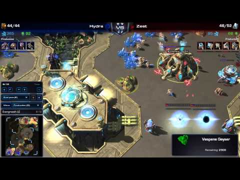 Starcraft II -- Heart of the Swarm -- G1 Hydra (Z) v Zest (P) on Overgrowth LE