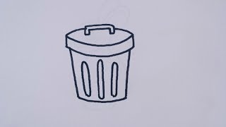 How to draw Trash can || Garbage bin waste basket drawing easy step by step.