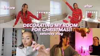 DECORATE MY ROOM FOR CHRISTMAS WITH ME🎄✨ Saturday Vlog