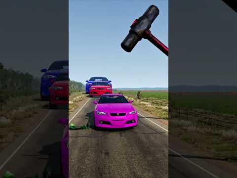 Small to Huge Cars vs Giant Hammer #beamngdrive #beamng  #automobile #usa #bunnybeamng