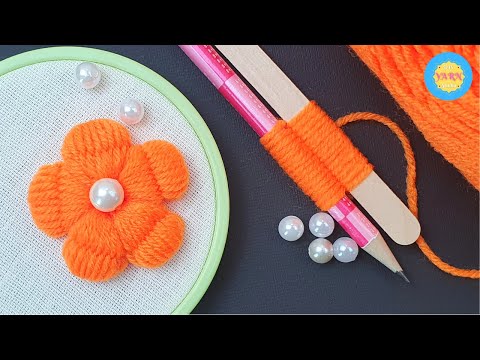 Easy Woolen Craft Ideas with Pencil and Icecream Stick - Hand Embroidery Amazing Trick - No Crochet