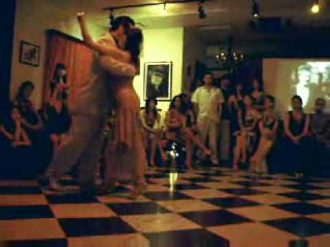  Belen Silva  and  Javier Diaz  are  dancing  to  the  tango  "  Fueron Tres Años  "