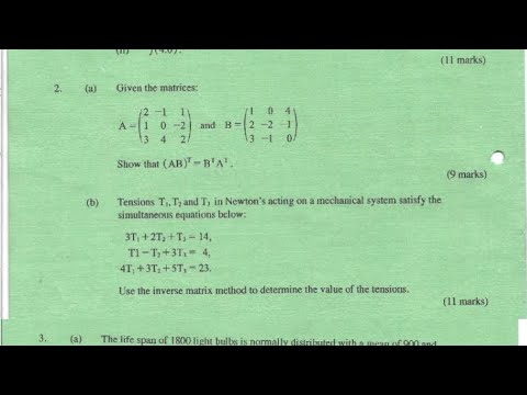 MATRICES TRASPOSE #KNEC PAST PAPER #CIVIL ENGINEERING.