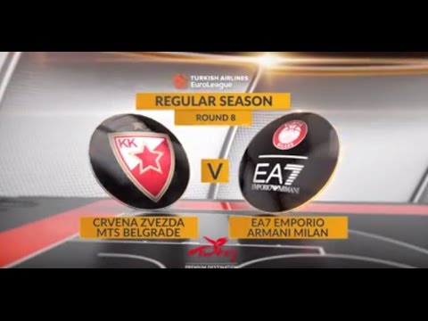 EuroLeague Highlights RS Round 8: Crvena Zvezda mts Belgrade 83-70 EA7 Emporio Armani Milan