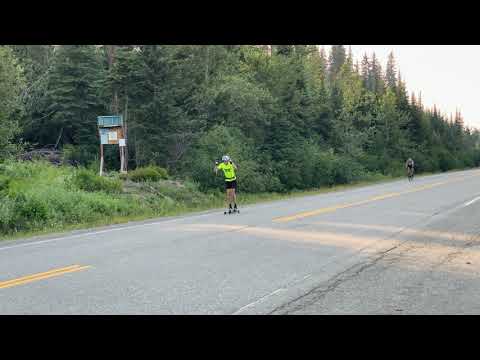 Rémi Drolet classic rollerski with coach Dave Wood