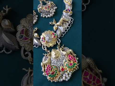 Brass dual tone long earrings