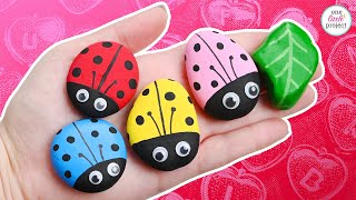 Ladybug Painted Rocks | Cute and Simple Rock Painting Idea