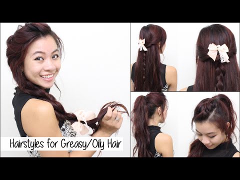 Hairstyles for Oily Greasy Hair l Quick, Cute, & Easy School Hair Tutorial for Medium Long Hair