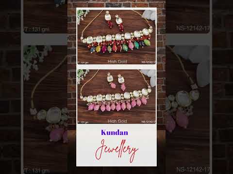 Kundan jewelry high gold polish party wear kundan choker sty...