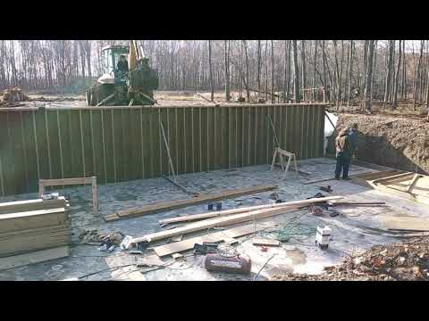 Building a wood basement.