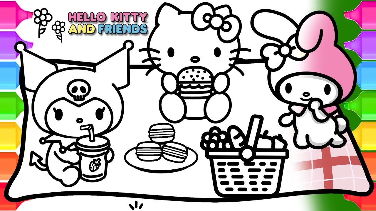 Hello Kitty and Friends Coloring Page | Satisfying Coloring Video | Sanrio Characters