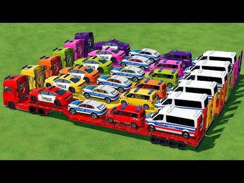 LOAD AND TRANSPORT POLICE CARS WITH SCANIA TRUCKS - Farming Simulator 22