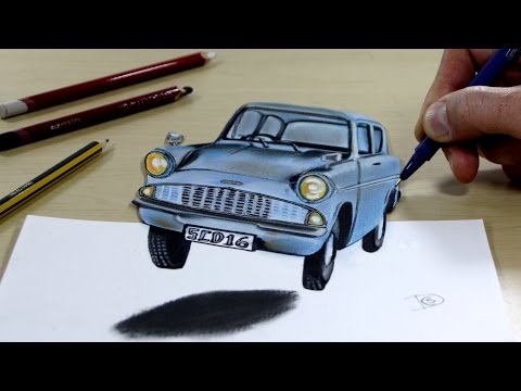 3D Trick Art on Paper Harry potter's car