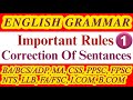 Rules For Correction Of Sentence In English Grammar For BA BSc ADP CSS PPSC NTS LLB FA FSc ICOM BCOM