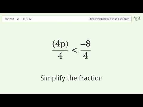 Solving Linear Inequalities: 20+4p is Smaller Than 12