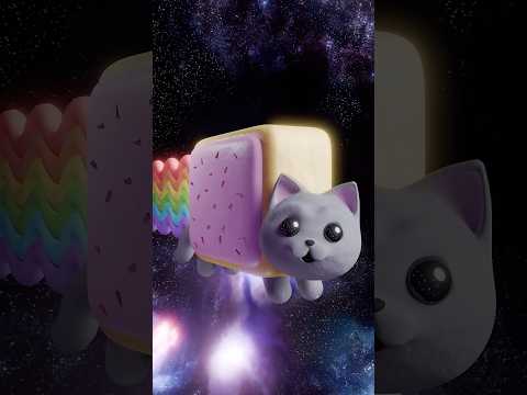 Making NYAN CAT in 3D🐈🍞🌈 #blender #3dart #memes #3d