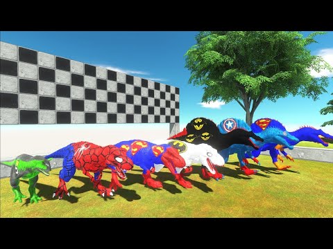 SPEED CHAMPIONS RACE SUPERHEROES DINOSAURS IN FOEST - Animal Revolt Battle Simulator