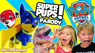 PAW PATROL SUPER PUPS Rescue Kids T-Rex In REAL LIFE a Paw Patrol Parody Video by Epic Toy Channel