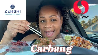 Trying Safeway Grocery Store Sushi and Chinese food CAR BANG #eateateat #foodie #subscribe