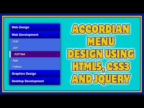 Accordion Menu Design Using HTML5 CSS3 and jQuery | Simple Accordion Menu Design