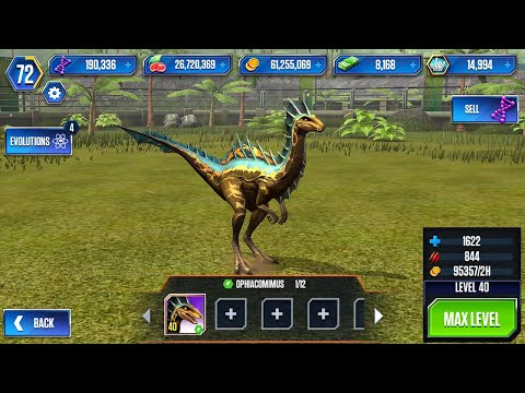 OPHIACOMIMUS MAX LEVEL 40 - Jurassic World The Game - (iOS, Android) Gameplay
