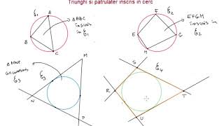 Triunghi si patrulater inscris in cerc si circumscrise cercului