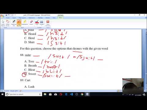 JAMB 2020 PREP ENGLISH PAST QUESTIONS AND ANSWERS, vowels, consonants, rhymes and oral english