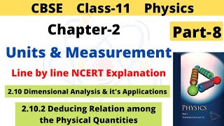 Units and Measurement | CBSE Class 11 Physics | Chapter 2 | 2.10.2 Deducing Relation among the