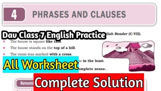 Phrases and Clauses Solution| Dav Class 7 English Practice Chapter 4 Solution|