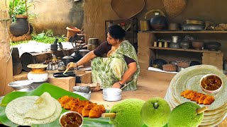 Traditionally prepared village Breadfruit Dosa recipe | Village cooking Kerala | Rural food recipes