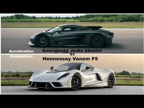 Hennessey Venom F5 Vs Koenigsegg Jesko Absolut Acceleration Comparison And 1/4 Mile 1/2 Mile Data