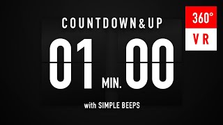 1 Minute Countdown & Countup VR Timers 🕙 Flip Clock with Simple Beeps 🔊🖤