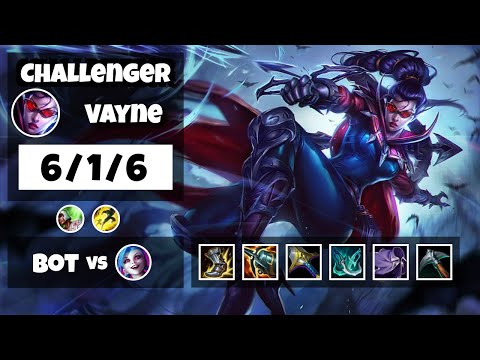 Vayne Bot Lane 11.6 Challenger Gameplay Replay S11 (6/1/6) - BR