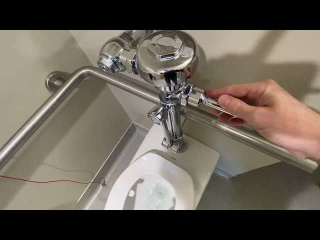 How to Use Sloan Manual Flush Valve with Bedpan Cleaner - close-up view