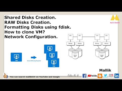 08 Shared Disks Creation RAW Disks Formatting Disks || How to clone VM Configure Networks